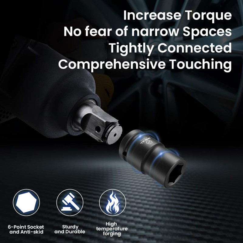 Anbull 1 Inch Drive Deep Impact Socket Set, 9 Pieces