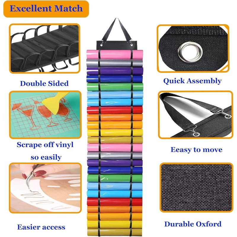 Sonhomay Vinyl Roll Holder Vinyl Roll Organizer with 60 Compartments