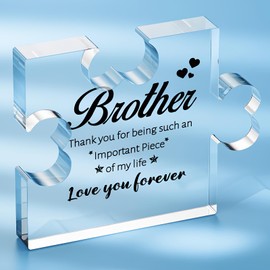 SOUHONEY Birthday Gifts for Brother, Acrylic Puzzle Plaque Desk Decor - Brother Gifts from Sister, Gifts for Brother Adult, Brother Gifts for Fathers Day Christmas - 3.3 * 2.8inches