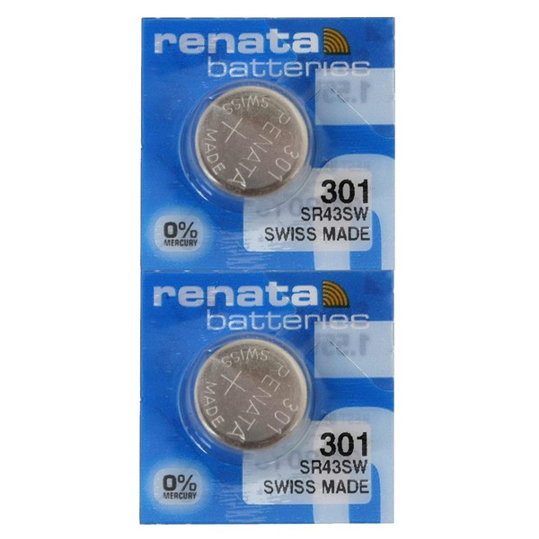 Renata 301 SR43SW Batteries - 1.55V Silver Oxide 301 Watch Battery (2 Count)