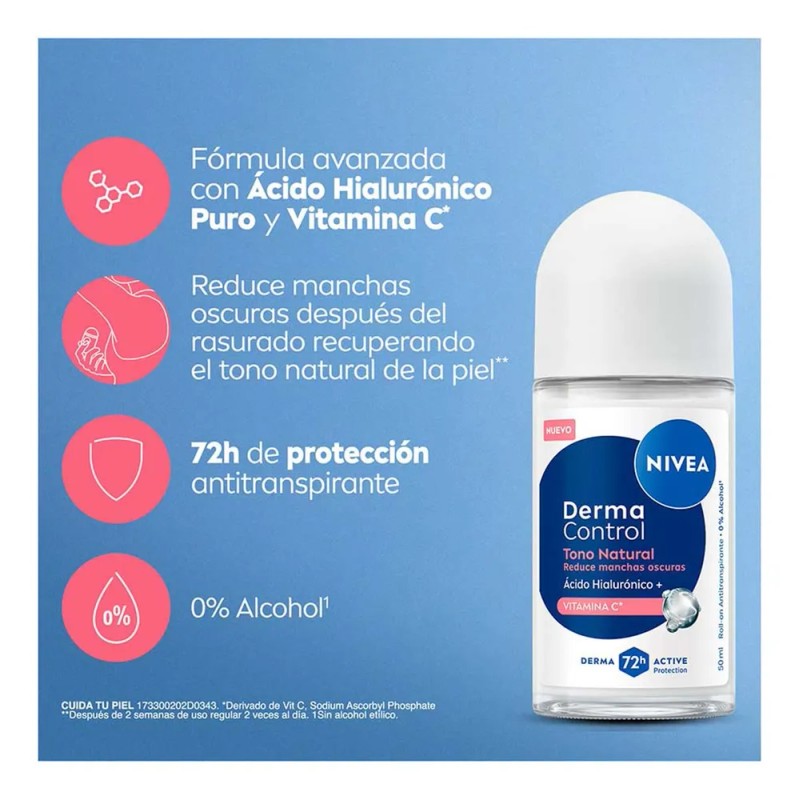 Desodorante Nivea Tono Natural Derma Control 50ml