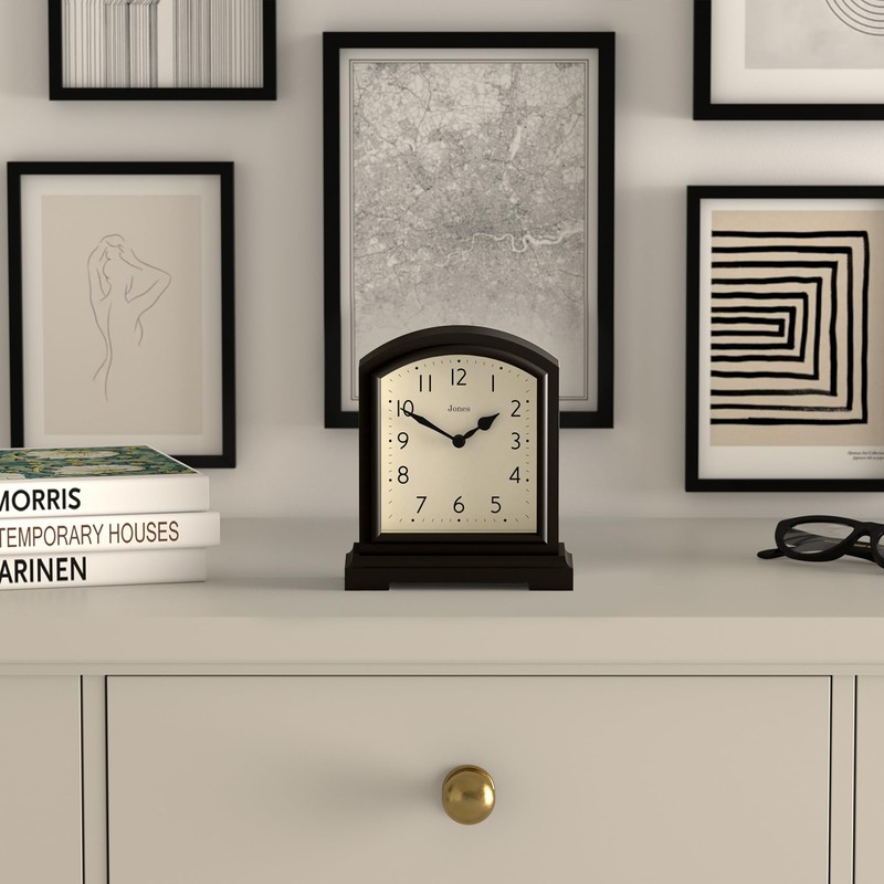 JONES CLOCKS® Tavern Mantel Clock | Small Modern Arch top