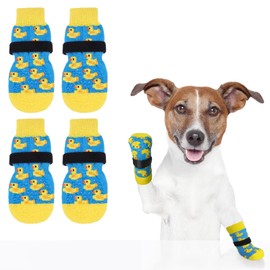 BINGPET Dog Socks, Pet Socks, Anti-Slip, Set of 4, Paws Protection, Dog Socks, Anti-slip Socks, Soft, Won't Fall Off, Cute, Fall Prevention, Indoor Wear, Breathable, Elderly Dogs, Nursing Care,