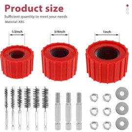 9 Piece Set 1/2" 3/4" 1" Copper Pipe Cleaner for Drill, Tube Cleaning Brush, Copper Tube Pipe Cleaner Brush w Stainless-Steel Wire Bristle, Cleans Copper/Bronze/Brass Pipes and Tubes for Soldering