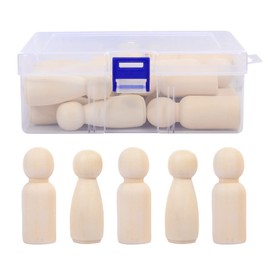 KTHZI 20PCS Wooden Peg Dolls 65MM with storage case, Unifinished Wooden People for DIY and Painting, Big Large Nature and Plain Wooden Figures for Craft Art Projects and Decoration, Toy for Kids.