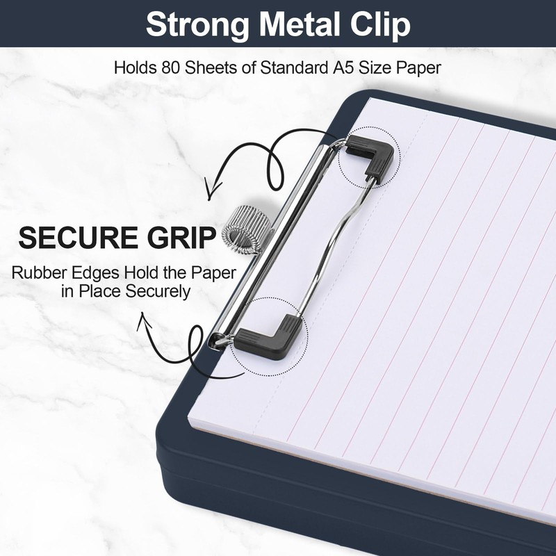 Meiikun Small Clipboard with Storage, A5 Clipboards with Pen Holder,