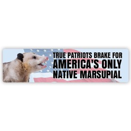 United by Color Possum Bumper Sticker (Large) - U.S. Flag True Patriots Brake for America's Only Native Marsupial Opossum Sticker, Strong Adhesive Waterproof Used for Gifts, Truck, Car (Pack of 1)