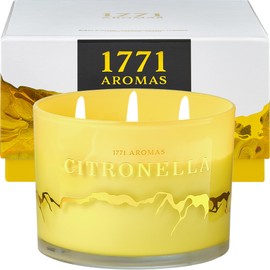 1771 Aromas Citronella Scented Candles - 100% Natural Soy Wax - Large 3 Wick Jar Candle - Up to 50 Hours Burning Time - Candles for Home - Aromatherapy Candles - Housewarming Gift for Men and Women