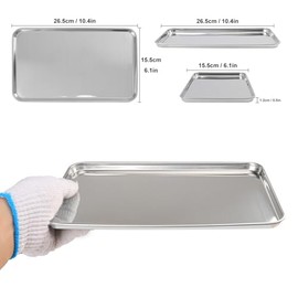 Paquete de 10 bandejas quirúrgicas rectangulares de acero inoxidable, bandeja quirúrgica de 10.4 x 6 pulgadas, bandejas médicas de acero inoxidable pa