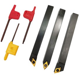 ASZLBYM 3pcs 3/8"/10mm Shank Indexable Carbide Lathe Turning Tools Insert Holder Bit Set SDNCN1010H07 + SDJCL1010H07 + SDJCR1010H07 with 3PCS DCMT21.51/DCMT070204 Indexable Carbide Turning Insert