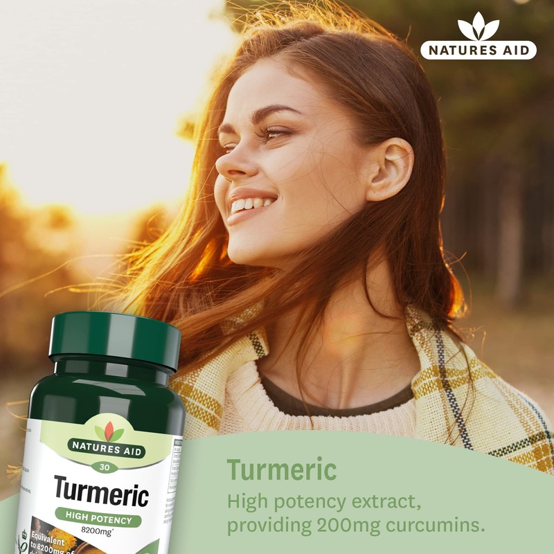 Natures Aid Turmeric 8200 mg, High Potency Extract plus Whole