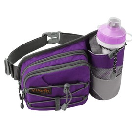 YUOTO Waist Pack with Water Bottle Holder for Running Walking Hiking Hydration Belt Purple