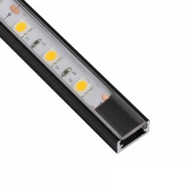 ledomec ledomec LED ALU Profil Slim LED Leiste (14x7mm) in Schwarz mit Abdeckung (1m Schwarz - Abdeckung Klar)