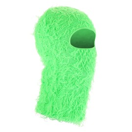 PATIKIL Distressed Balaclava Ski Mask Balaclava Camouflage Knitted Face Mask Windproof Full Face Cover for Women Men Outdoor Sports Fluorescent Green Bright Green, Bright green