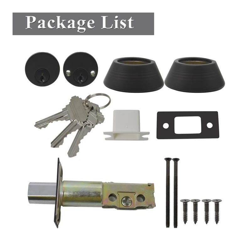 Probrico Oil Rubbed Bronze Double Cylinder Deabolt Keyed Alike, 3
