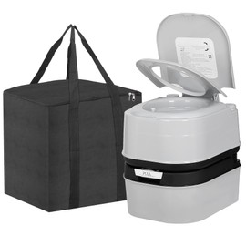 HSM 6.4 Gallon Waste Tank Portable Toilet for Camping RV Boating Fishing Indoor Outdoor Toilet Compact Double-outlet Anti-leak Seal Ring Commode with Travel Bag Sprinkling Bottle