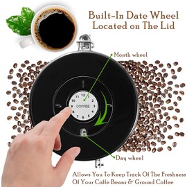 Mixpresso Bronze Stainless Steel Airtight Coffee Container with Date Tracker For Coffee & Tea, Vacuum Sealed Airtight Container, Coffee Jar 16 Ounces, Coffee Grounds Container, Coffee Tin