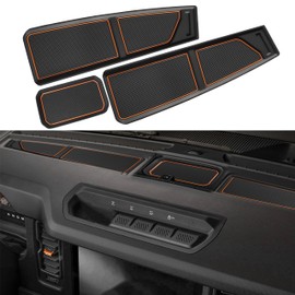 SENSHINE Silicone Dash Dashboard Cover Mat for Ford Bronco Accessories 2021 2022 2023 2024 2025 2026 Anti Dust Dash Pad Tray Insert Liners Compartments Mat for Bronco 2/4-Door 3Pcs Set (Orange Trim)
