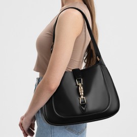 suwluaoyi Hobo Bags for Women Purses Soft Leather Shoulder Handbags Crossbody Satchel Bag Black