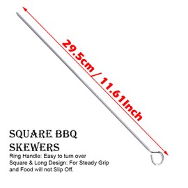 iPEAK BBQ Skewers Stainless Steel Grill Kebab Skewer 29.5cm Long Reusable Metal Barbecue Skewers (Pack of 10)