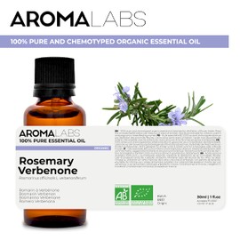 BIO - Rosemary VERBENONE Essential Oil - 30mL - 100% Pure, Natural, Chemotyped and AB Certified - AROMA LABS (French Brand)