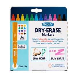 Crayola Take Note Dry Erase Markers for School (12ct) Teacher Supplies, Chisel Tip Whiteboard Markers, Essential Classroom Must Haves, Low Odor
