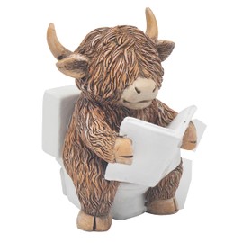 Lesser & Pavey Highland Cow Sitting on Toilet Ornament l LP75453
