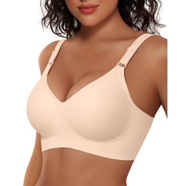 Vertvie Womens Wireless Bras No Underwire Push Up Bra Seamless Supportive Full Coverage Everyday Bras Regular and Plus Size(Nude,XX-Large)