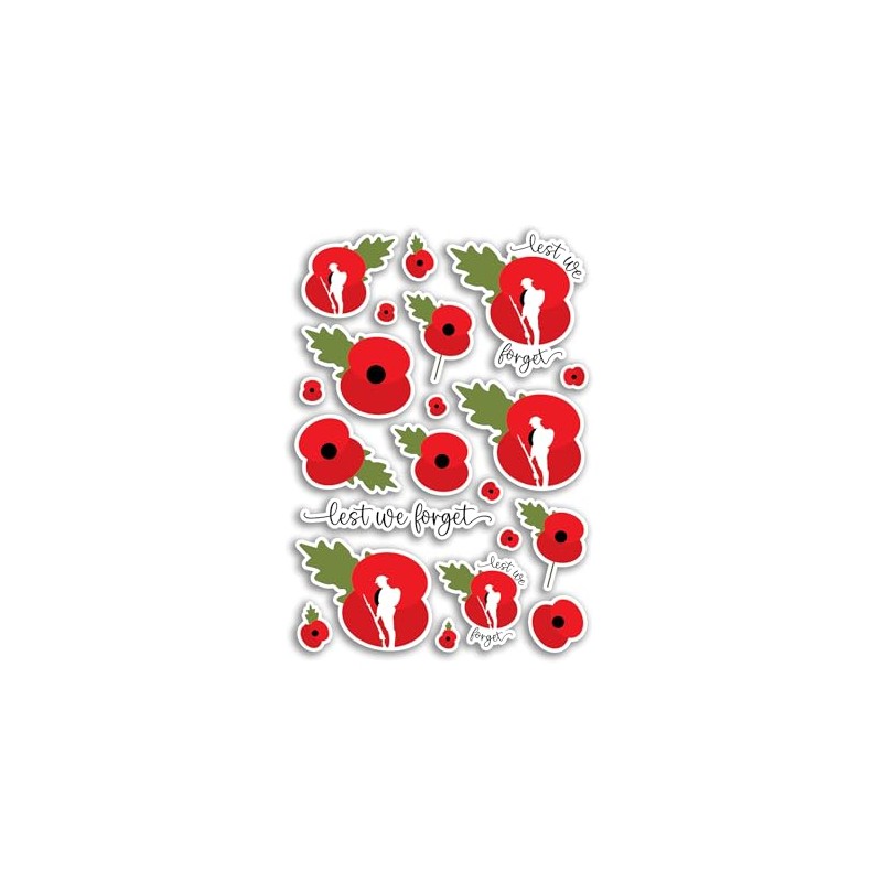 A4 Sticker Sheet Lest We Forget Vinyl Stickers - Remembrance
