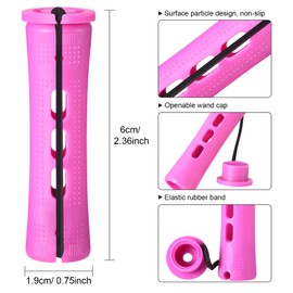 60 Barras de Permanente de Pelo Natural Rodillo de Onda Fría Varilla de Plástico Barras Rulos Cortos con Banda Goma Elástica Herramienta Peluquería (Morado, 0,75 Pulgadas)