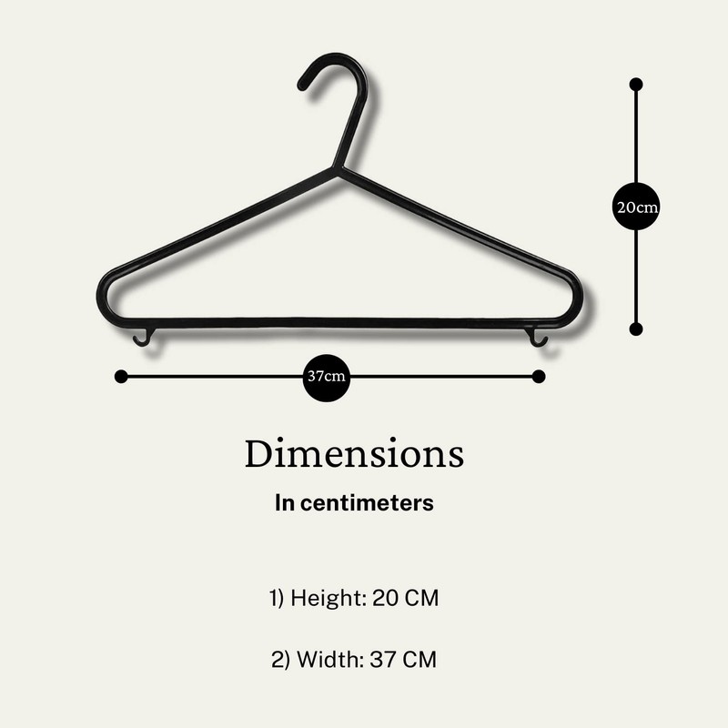 STRAAME Black Plastic Hangers with Hooks - Adult Premium Clothes