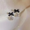 Aretes Brillantes De Moda Con Moño Incrustado De Diamantes