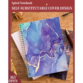 FVBAO Spiral Journal Notebook for Women,A5 College Ruled Notebooks 6"x 8.4", 120 Pages Lined Journal with Premium Thick Paper,Perfect for School Office Home Gifts(Blue Purple Marble)