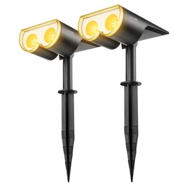 Consciot 16 LED Solar Spot Lights Outdoor, 650LM Dusk-to-Dawn Solar Powered Landscape Spotlights, IP67 Waterproof 3000K Warm White, Wall Light Security Light for Garden Yard Patio Pathway, 2 Pack