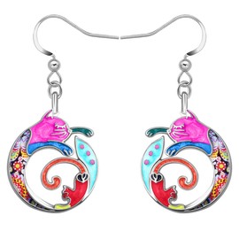 WEVENI Enamel Alloy Hypoallergenic Cat Earrings Dangle for Women Teen Girls Aesthetic Cats Jewelry Gifts (Floral)