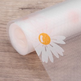 HARFINGTON Shelf Liner 23.6" x 9.8ft EVA Non-Slip Drawer Mats Waterproof Flower Texture Liner for Kitchen Cabinets Cupboard Refrigerator Shelves, Clear