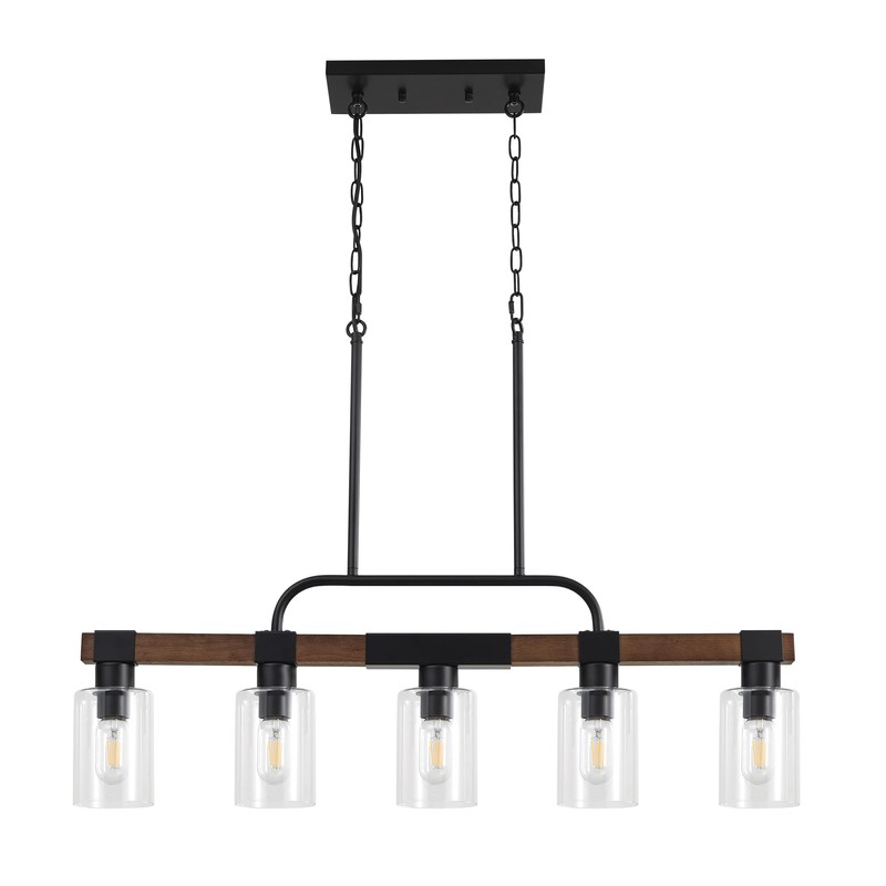 Farmhouse Dining Room Light Fixture ，Rustic Ceiling Pendant Light Fixtures，5-Light