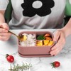 Silicone Bento Lunch Box Portable Reusable 3 Compartment Microwaveable Bento