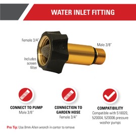 Simpson Cleaning 7110166 Water Inlet Fitting for OEM Technologies Axial Cam Pressure Washer Pumps, Gold