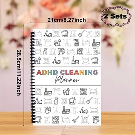 Cleaning Planner, Cleaning Schedule and Checklist Organizer, Daily Weekly Monthly Household Cleaning Planner, Chore Chart Notebook for Home, Family Cleaning Tasks, DIY Home Improvement, Editable Template（2 Pack）