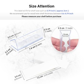 30pcs Plastic Shelf Label Holder, Clear Shelf Label Holder Wood Sign and Tag Ticket Label Holders Clips On to Shelves Thick Shelves with Matched Blank Inserts