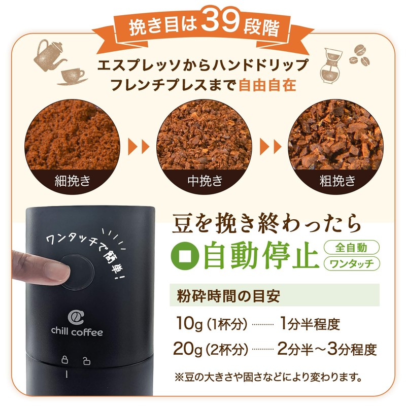 Chill Coffee EM241 Automatic Ceramic Blade, Conical Type, Chill Coffee,