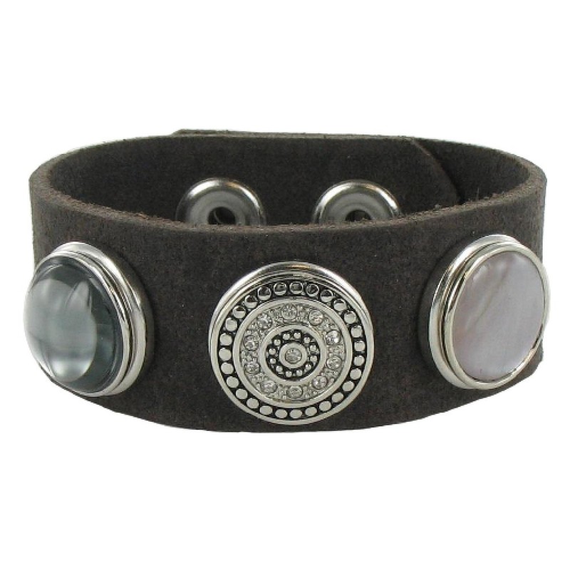 Quiges Women's Click Button 18 mm Chunk Silver-Plated Shell Fossil