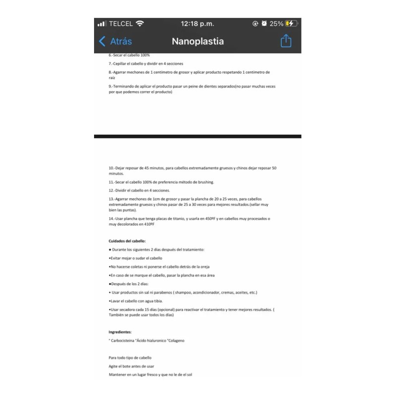 Alaciado Nanoplastia 1 L