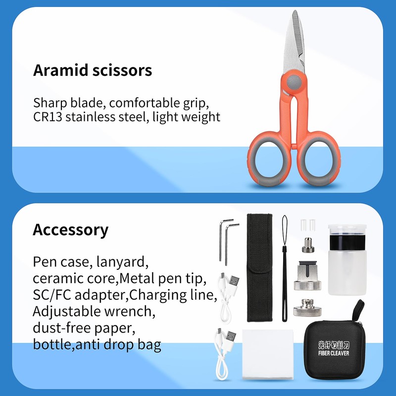 10 in 1 Fiber Tool Kit with Rechargeable Optical Power