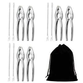 HQGOODS Seafood Tools Set Nut Cracker of 12 Pieces with 6 Lobster Crab Crackers and 6 Seafood Forks/Picks with Storage Bag perfect for home,party,picnic,dating