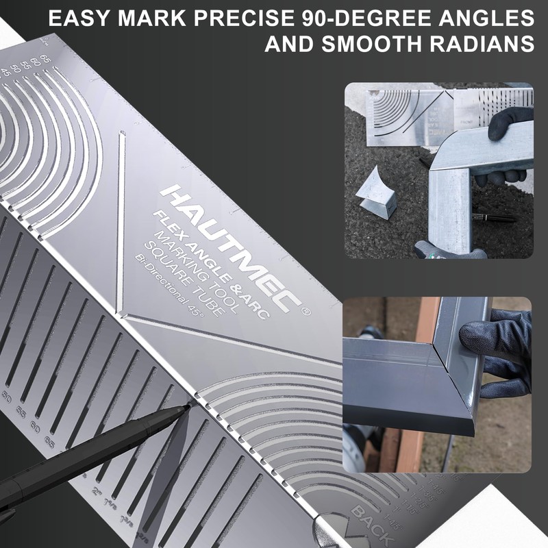 HAUTMEC Flex Angle & Arc Marking Tool, Multi-Functional Square Tube