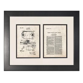 Hockey Game Board Patent Art Old Look Print in a Smooth Black Frame with a Double Mat (18" x 24") M11208