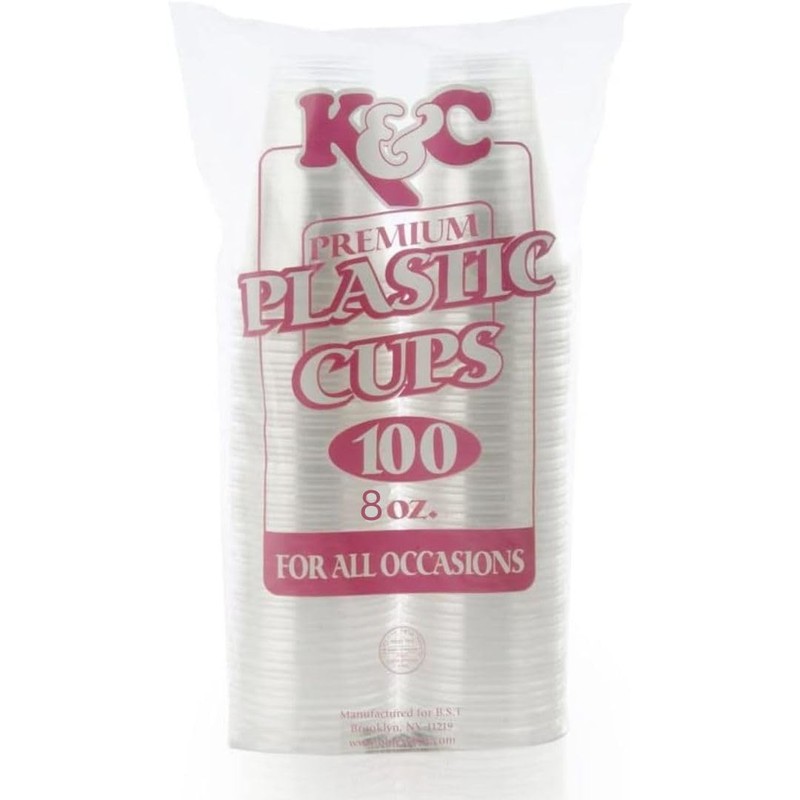 DecorLine Elegant Clear Plastic Diamond Cups - 8 oz (Pack