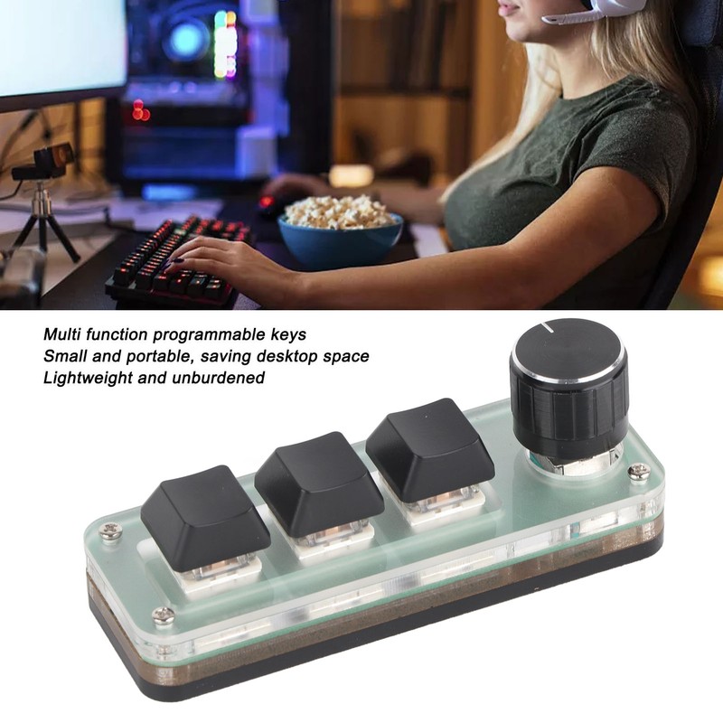 3 Key Small Keypad Multifunctional Shortcut RGB Backlight USB Mechanical